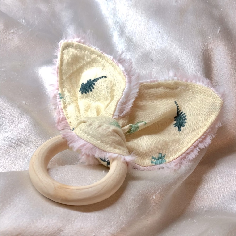 Wooden bunny ear teether ring